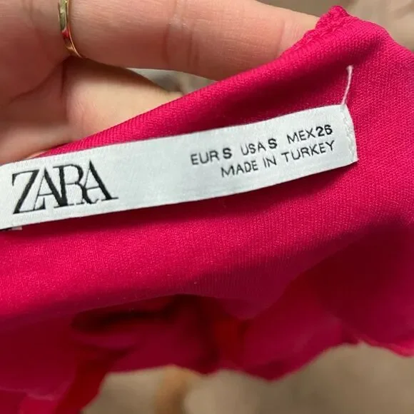 Zara Hot Pink Pleated Flowy Dress - Picture 5 of 5